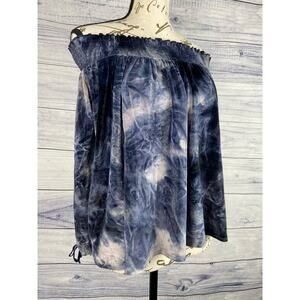 American Eagle Outfitter Off Shoulder Top Womens L Marble Velvet Smock Stretch
